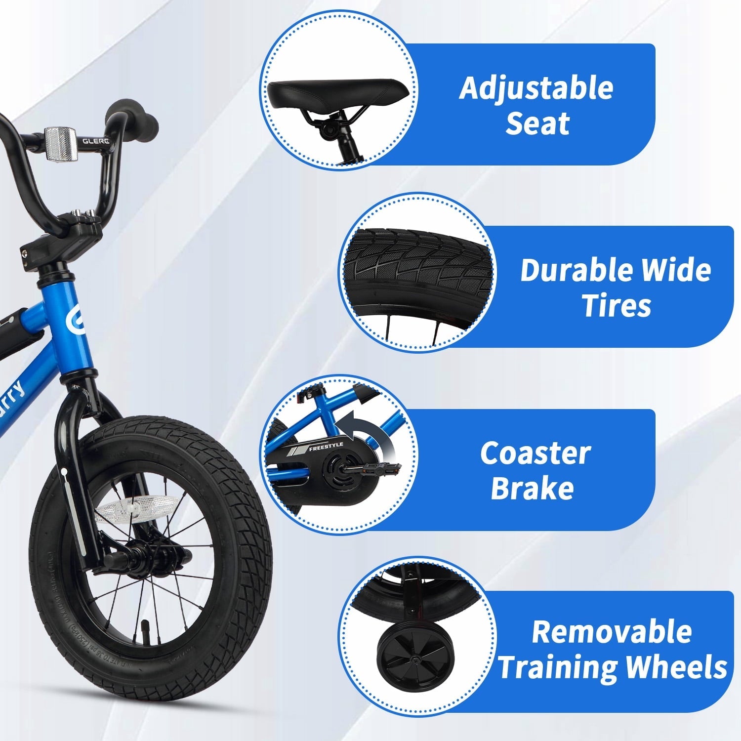 Glerc 16 Inch Little Kids Bike for Over 4 Years Old Boys Girls Youth BMX Style Bicycle with Training Wheels Coaster & Rear V Brake, Black