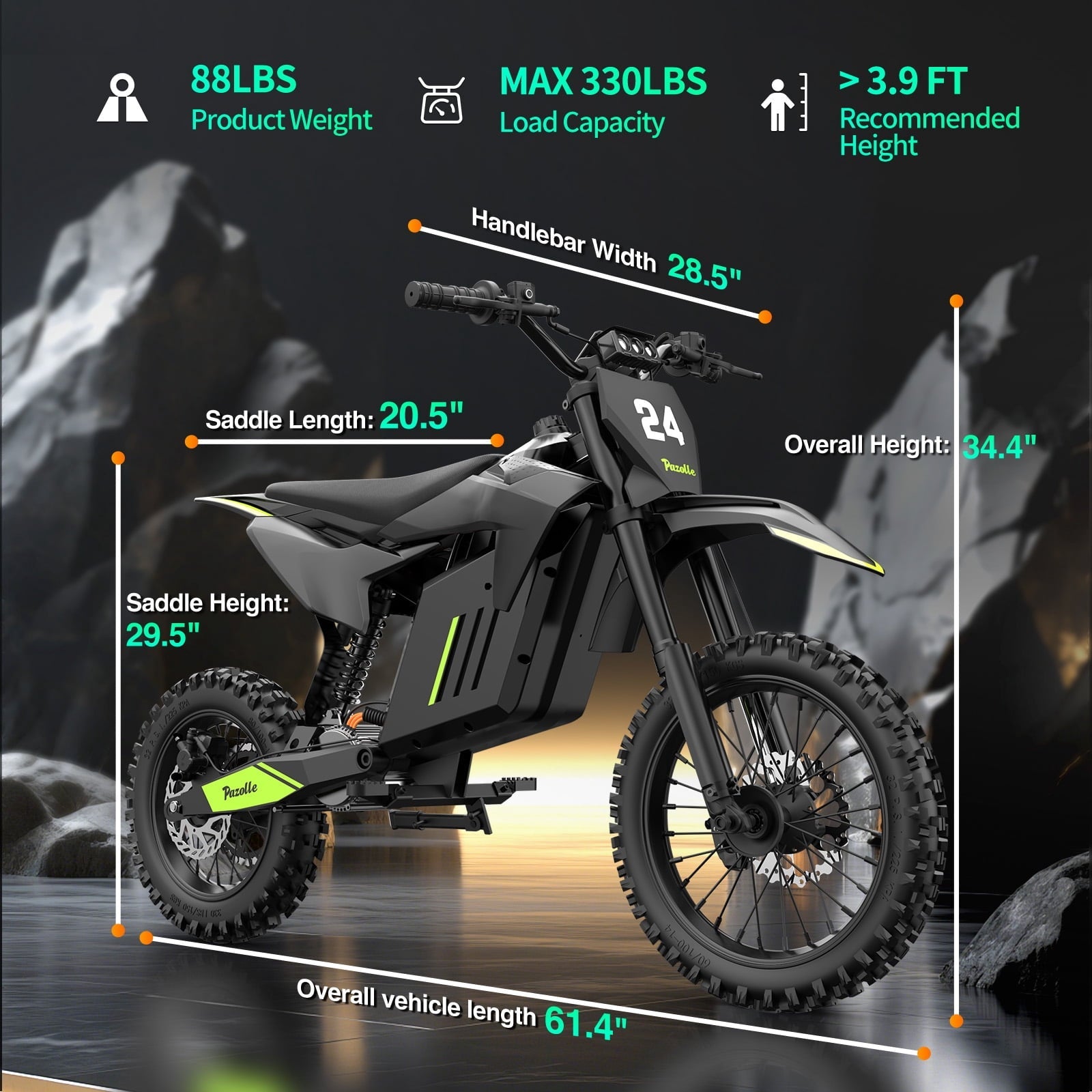 Electric Dirt Bike for Adults/Teens,Peak 2600W,Anti Theft Alarm Electric Motorcycle,60V 23AH,Max 100 Miles Removabale Battery,14/12 Tire Mountain Bike UL2849