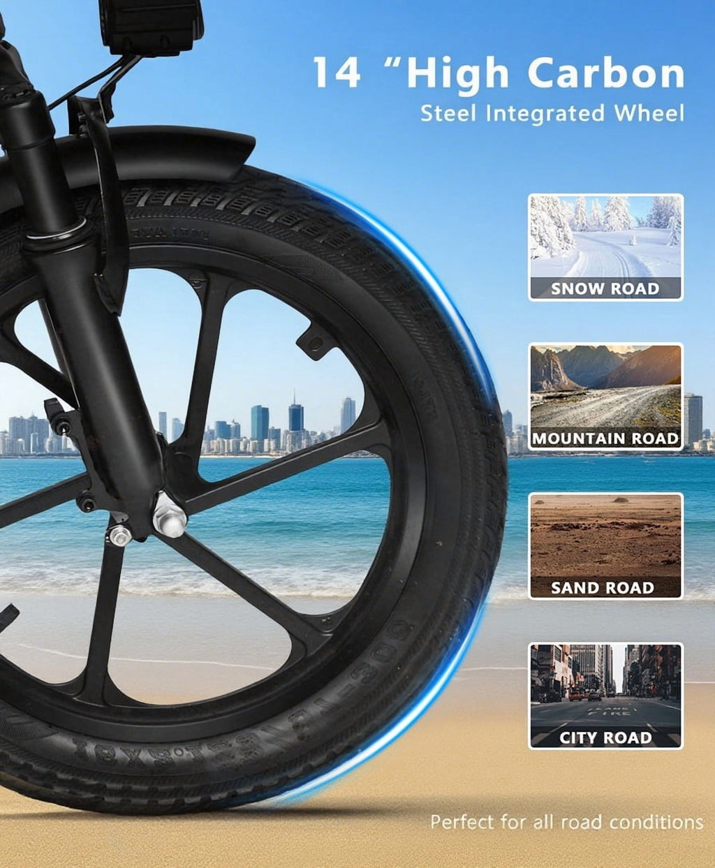 BroPath Electric Bike for Adults, 14 Folding Ebike, Electric Bicycle with 576WH Battery, 21MPH,20+ Miles(MAX),450W High Motor,Multi-Shock Absorption,Commuting Mini E Bikes,UL2849,Ebike for Teens