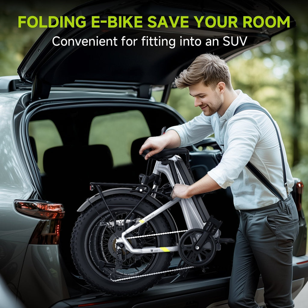 SISIGAD Electric Bike for Adults, 500W Peak 750W Battery Long Range, 20mph E Mountain Bike, 20×4.0 Fat Tire Ebike, Electric Bicycle 48V/10.4AH UL2849