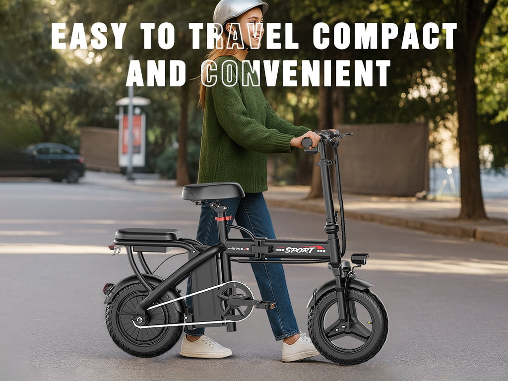 PostJoy Z6 14-inch folding electric bicycle, adult electric bicycle, 48V10AH battery, peak 1200W motor, top speed of 25MPH, range of 35 miles, commuter/travel mini electric bicycle