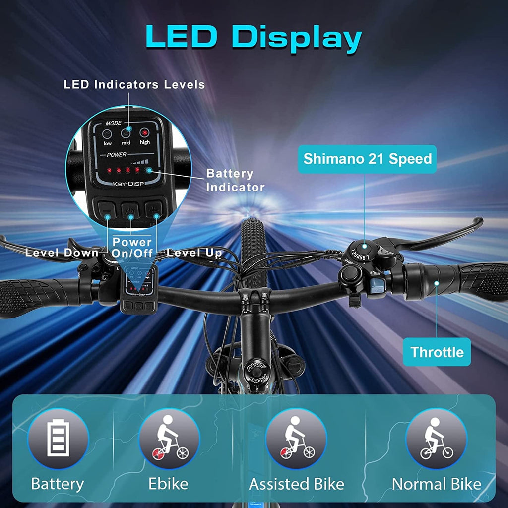 Vivi Electric Bike for Adults 27.5 Electric Mountain Bike 48V 500W High-Step Electric Bike 21 Speed Adult Commuter Bike 19.8MPH with Cruise Control, UL2849 Certified