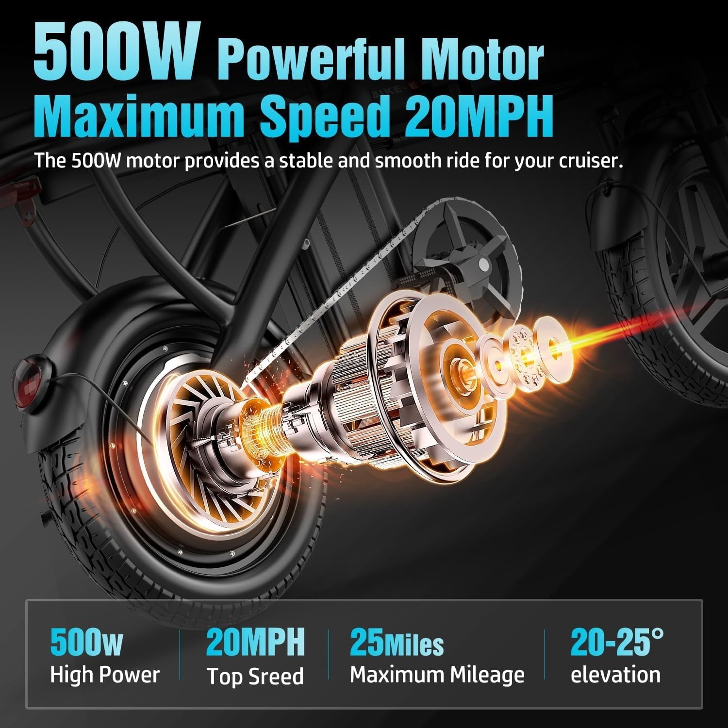 Electric Bike for Adults, 48V 10AH Removable Battery, 20MPH 25Miles Commuting Ebikes for Women Men, 500W Brushless Motor
