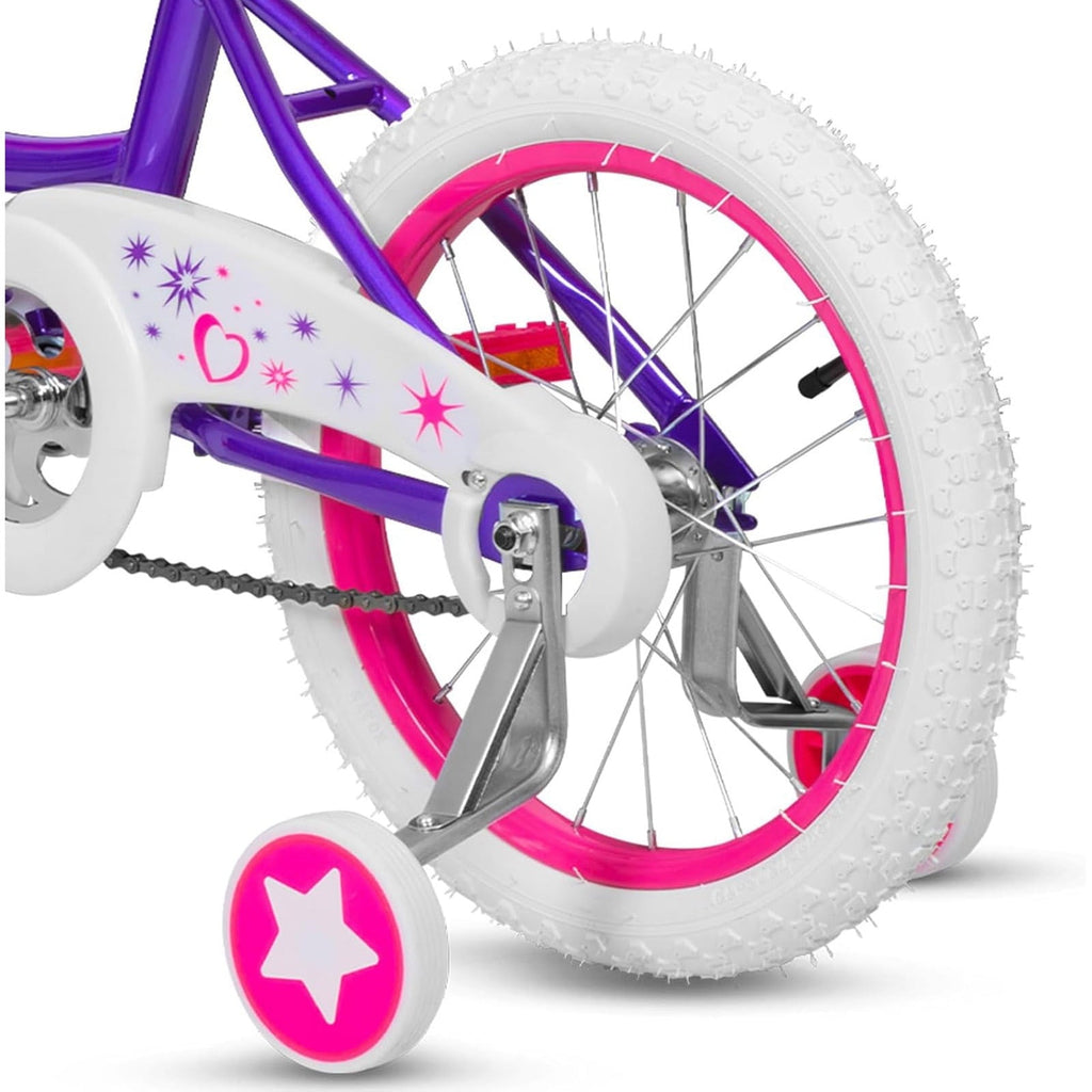 Hykolity 14 inch Girls Bike Princess Bicycle for Age 3-5 Years Old Rider Height 35-47 inch includes Training Wheel Basket Doll Seat Aqua Blue