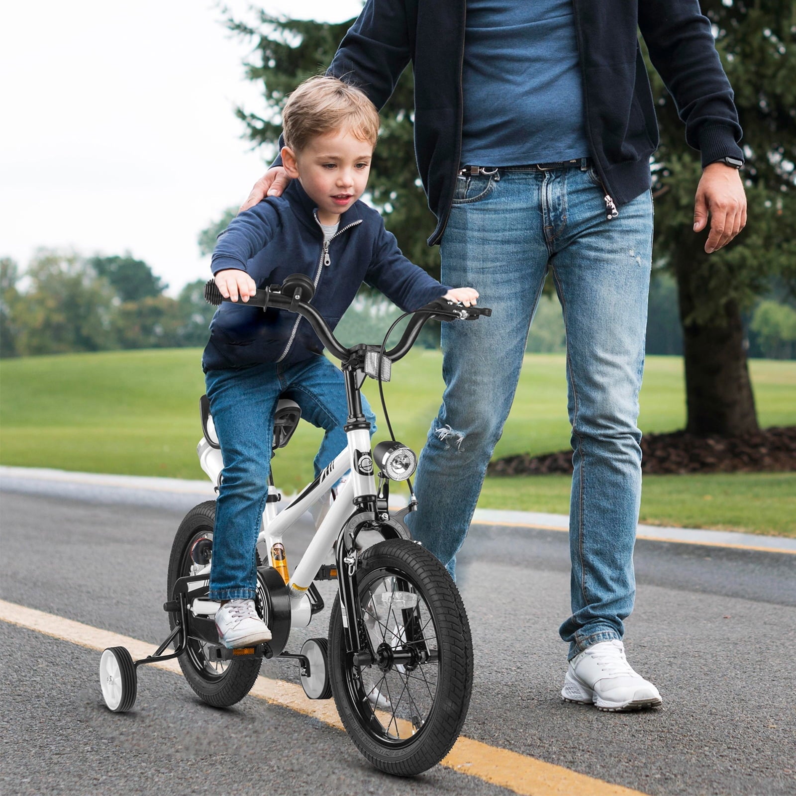KORIMEFA Kids Bike Boys Bicycle 14 inch for Children Age 4-8 Years Old, Toddler Sport Cycling with Training Wheels, Water Bottle Holder, Blue