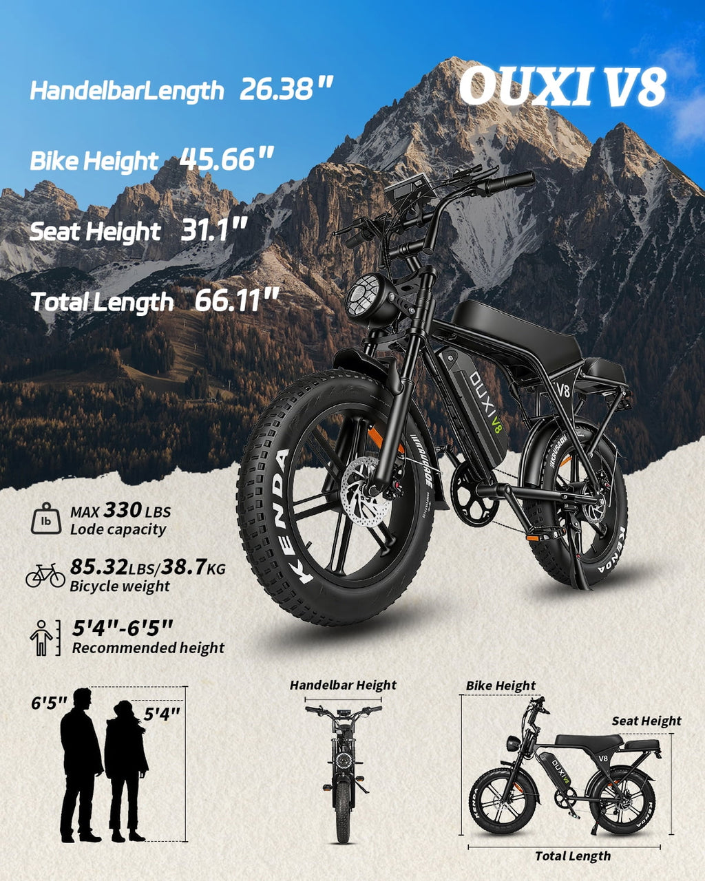 VTOKW Electric Bike for Adults, 500W Electric Bicycles with 36V 10.4Ah Battery, 16 Fat Tire Ebike, 20MPH E-Bike, E Bike for Adults UL2849