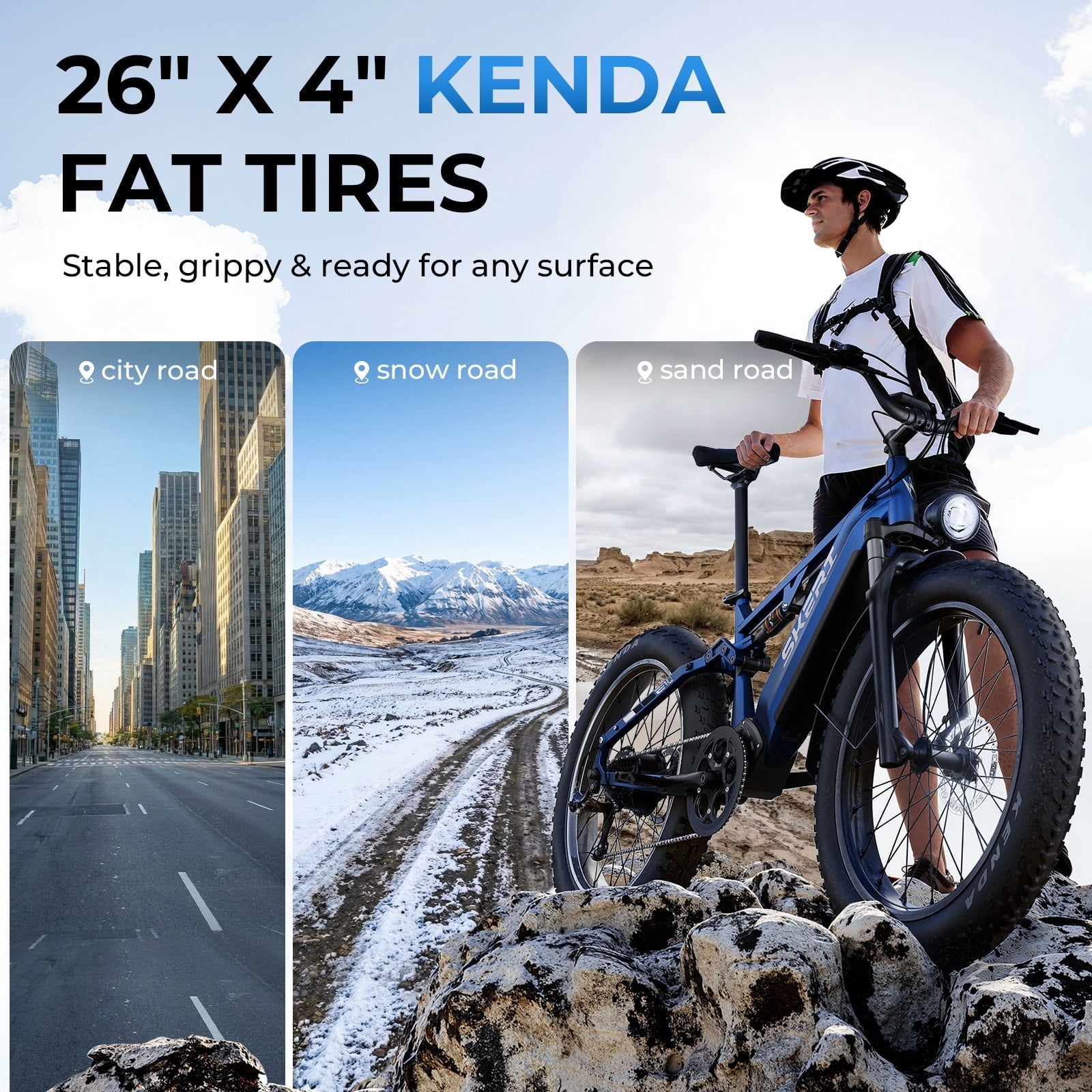 Skeri Electric Scooter Bike for Adults, 26x4 Fat Tire Full Suspension E-Mountain Bicycle,750W (Peak 1200) Motor 48V 20Ah 7-Speed Ebike UL2849