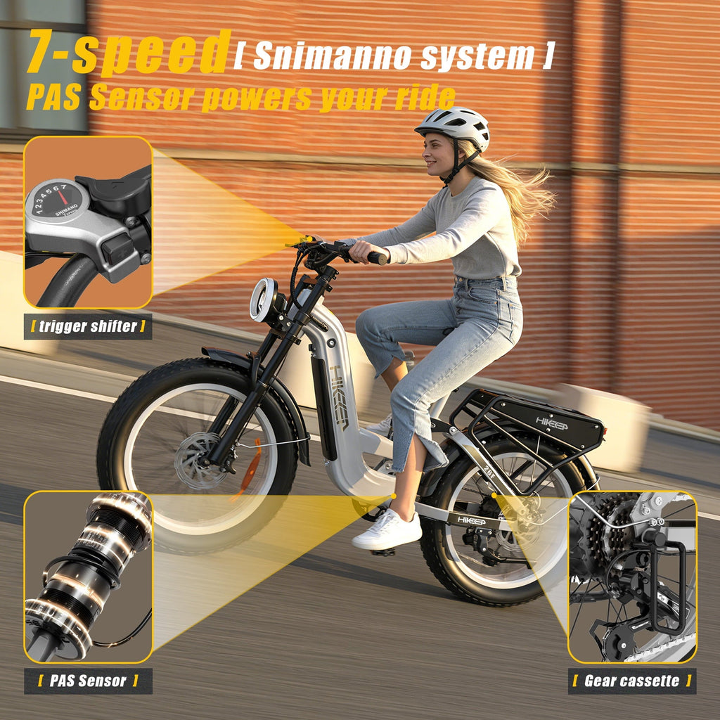 Electric Bike for Adults, 2000W 4000W Peak Motor, 48V 25Ah Removable Battery, 26x4.0 Fat Tire Ebike, 7-Speed Shimano, Front Fork & Linkage Suspension, Rear Rack, 40MPH, UL2849, Green