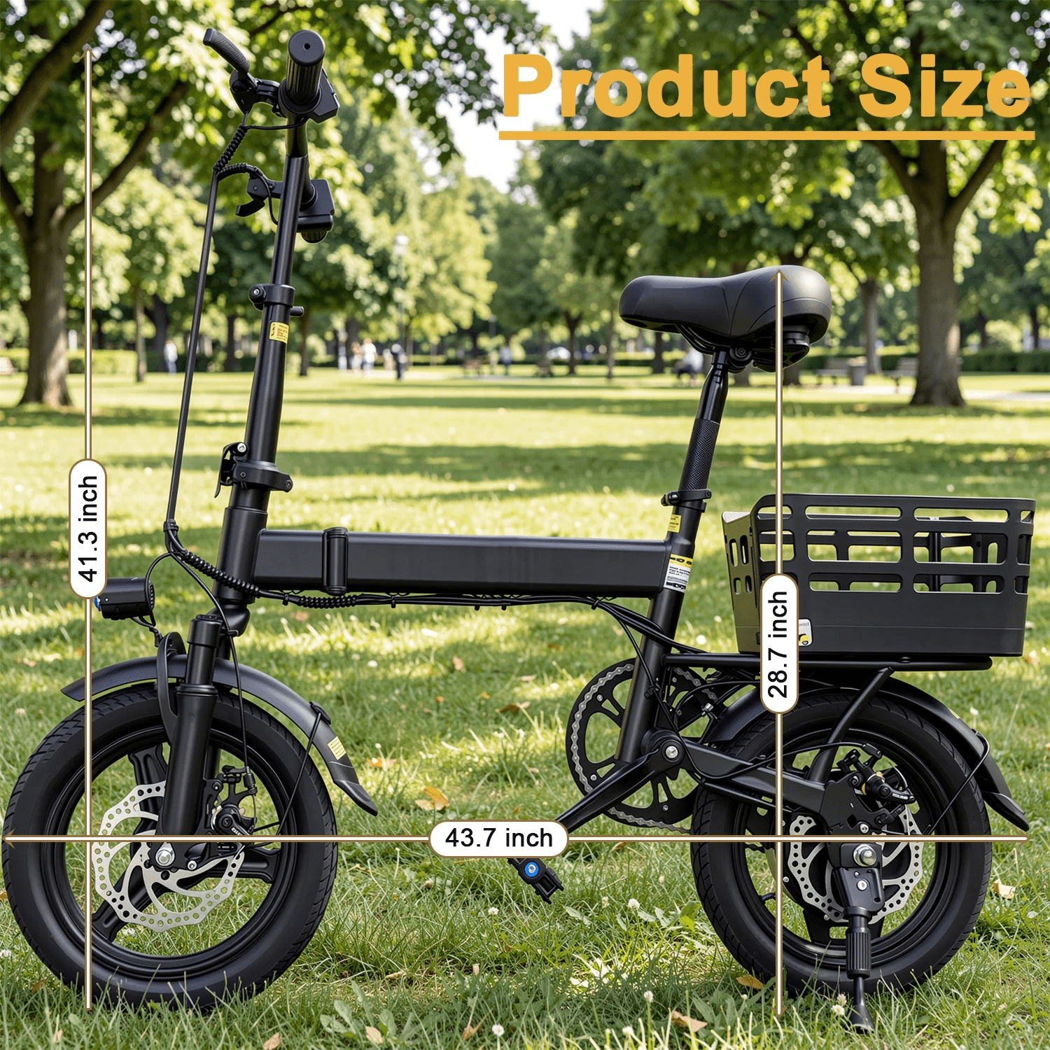 14 Folding Electric Bike for Adults, 500W Commuter Ebike with 350WH Battery, 20MPH & 20 Miles, UL2849, Mini Bicycle with Basket