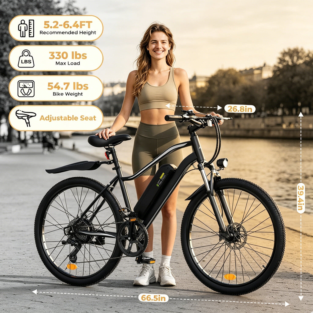 Adult Electric Bike 750W Peak Motor,20MPH E-Bike with 55 Miles+ Range,36V 15Ah Battery,Mountain Electric Bicycle for All-Day Trail Riding,Black