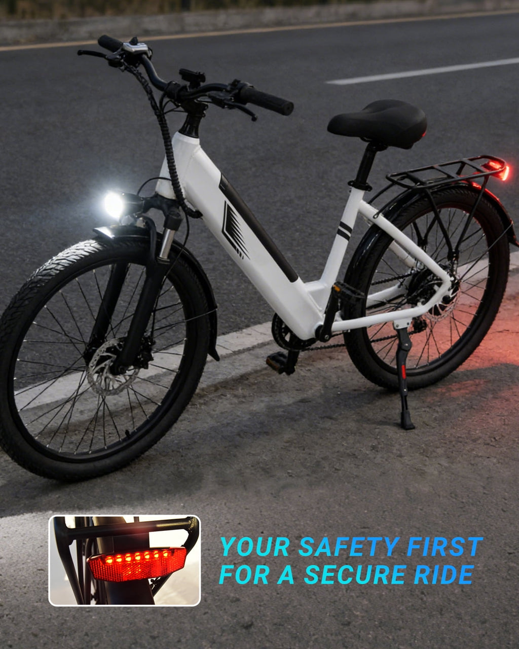 DYU C7L Electric Bike for Adults, 26 Peak 1000W Motor Ebike, 48V 10.4Ah Removable Battery, 45 Miles Max 20MPH, 7 Speed Electric Bicycle UL2849