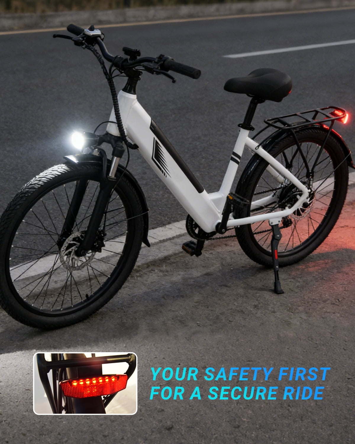 DYU C7L Electric Bike for Adults, 26 Peak 1000W Motor Ebike, 48V 10.4Ah Removable Battery, 45 Miles Max 20MPH, 7 Speed Electric Bicycle UL2849