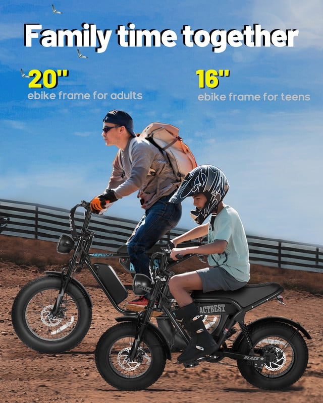 Electric Bike for Adults, Peak 1500W 28 MPH Fat Tire All-Terrain Electric Motorcycle, Full Suspension Mountain Electric Dirt Bike for Men/ Women Black & Blue