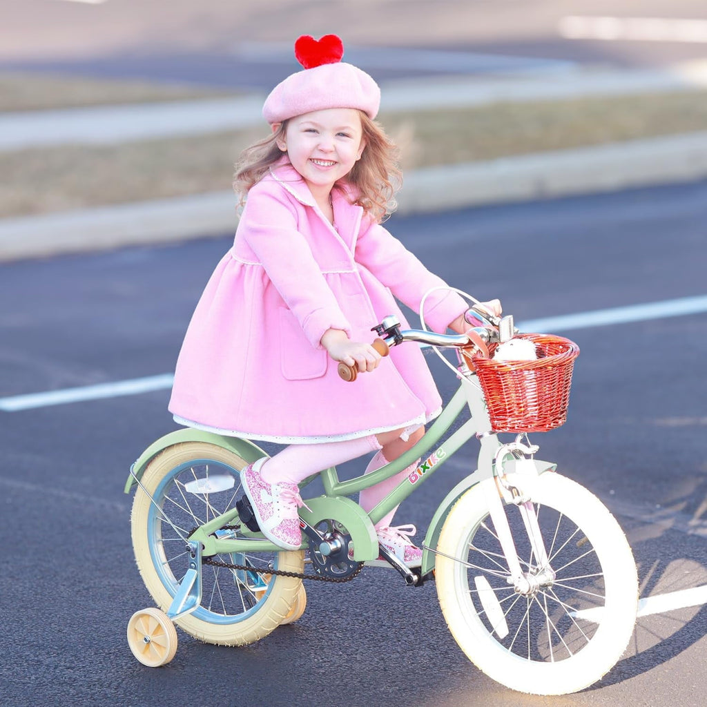 ACEGER 16 Inch Girls Bike with Basket, Purple, Training Wheels, Ages 4-8