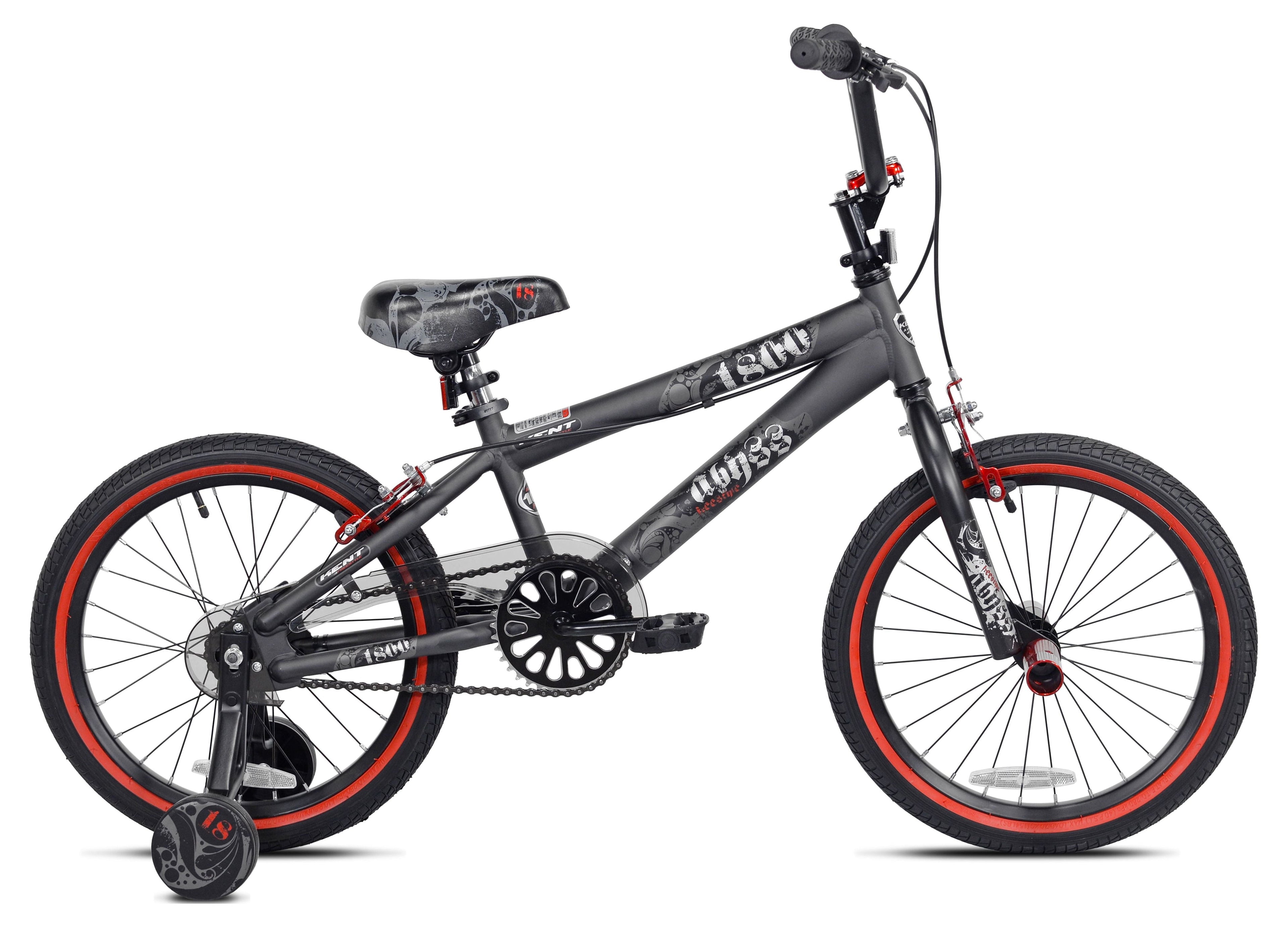 18 Kent Bicycle Abyss Freestyle BMX Bicycle, Fits Riders 3'2-4'2, Gray, Child, Unisex