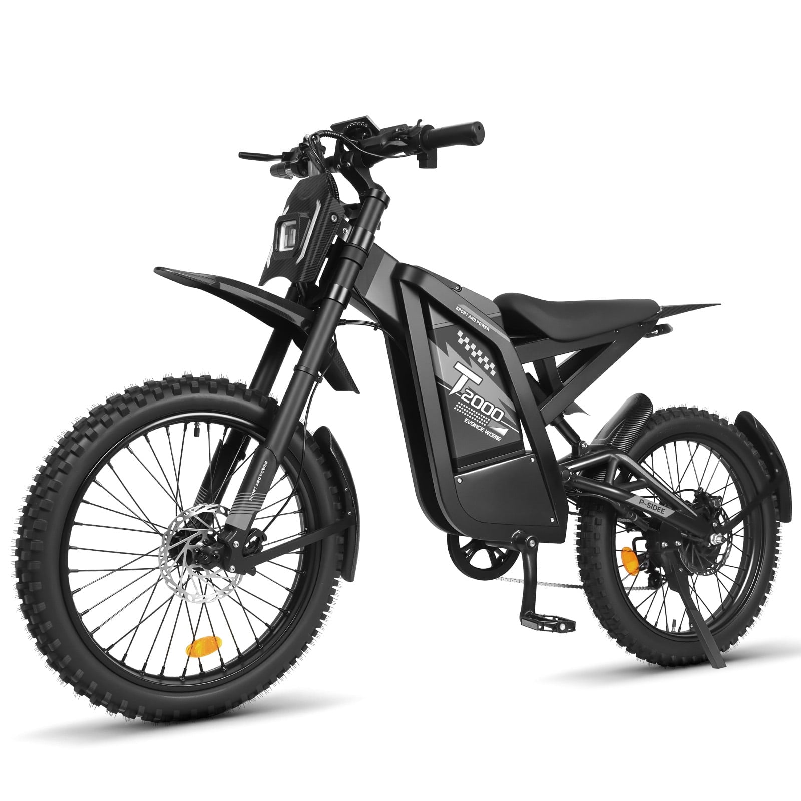 VTOKW T2000 Electric Dirt Bike for Adults,3000W Peak Electric Motorcycle 37MPH 48V 30Ah Battery,85+Miles Electric Bike,24 Fat Tire Ebike,Dual Hydraulic Brakes Mountain Bike,Full Suspension,UL2849