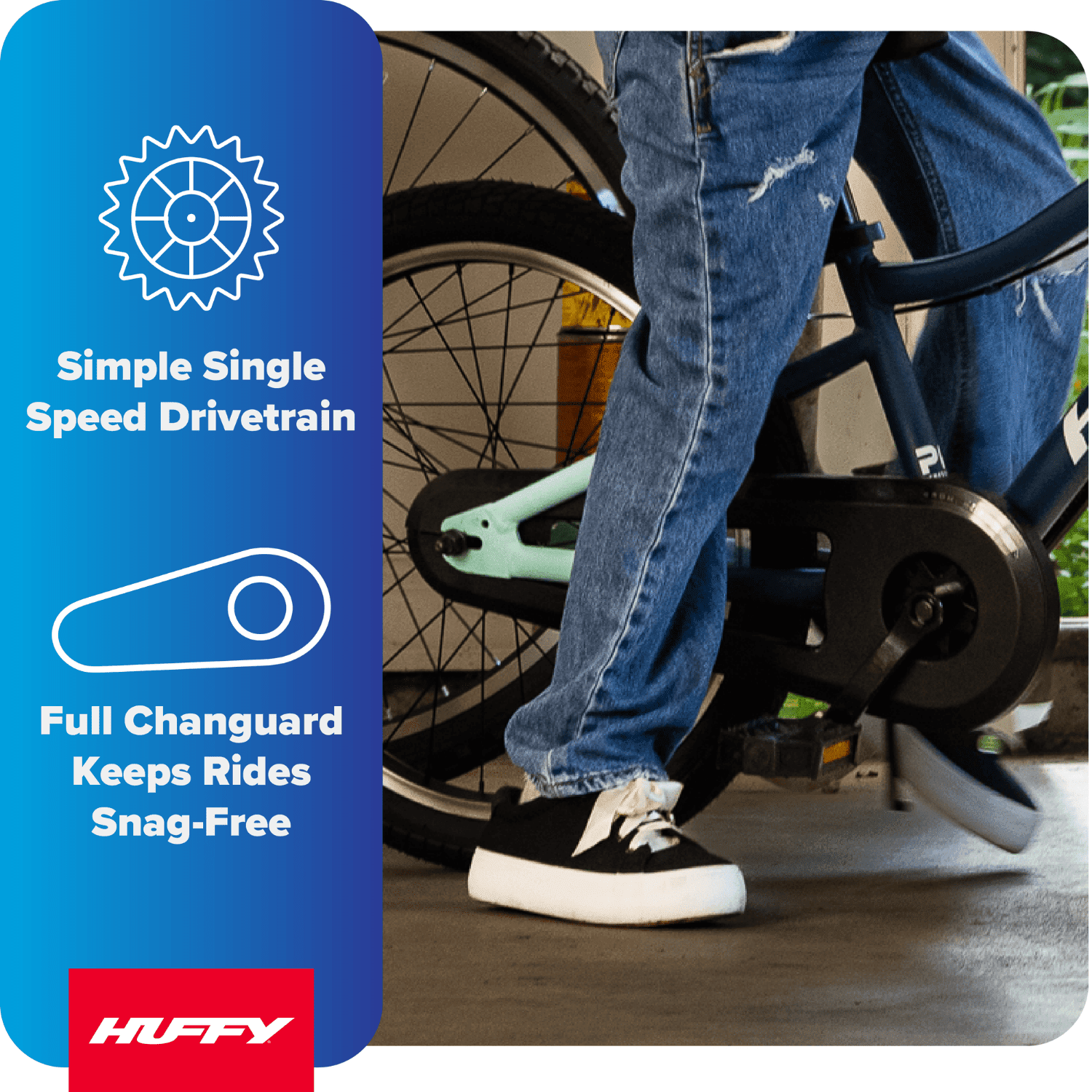 Huffy 20-Inch GRM Kids' Bike, Perfect Fit Frame for a Natural Riding Position, Dual Braking System for Confident Control, Full Chainguard for Safety, Fits Riders 45–52 Tall, Blue