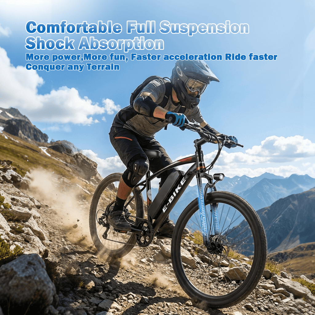 XKJ Electric Bike for Adults, 26”Electric Mountain Bike 576Wh Internal Battery & LCD Display,750W (Peak) Motor,7-Speed, Lightweight Ebike for Teens,40 Miles, Full Suspension,UL2849