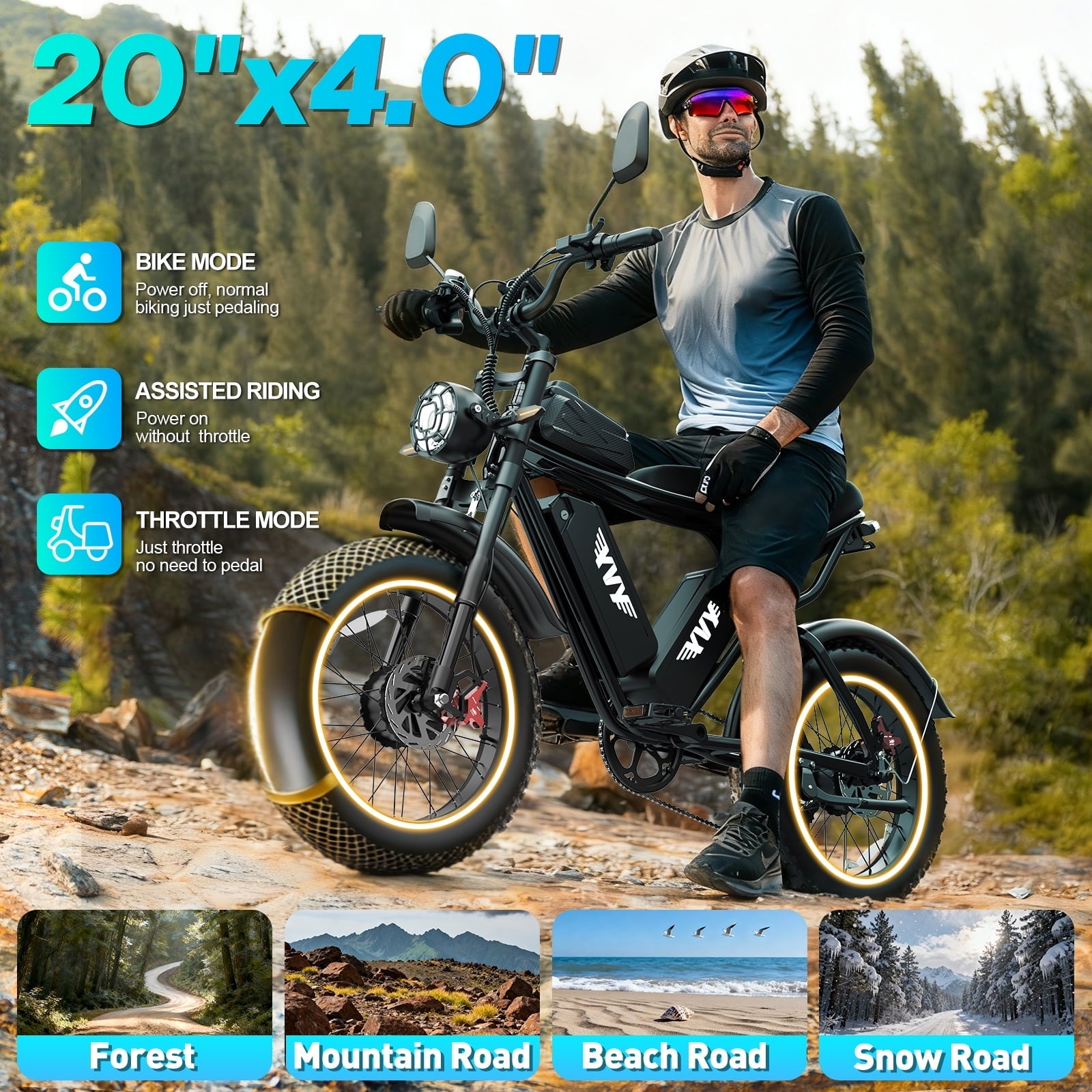 Electric Bike for Adults,1500W 35MPH,48V 20AH 30-80 Miles,20'' Fat Tire Mountain Bike with Rear Rack UL2849