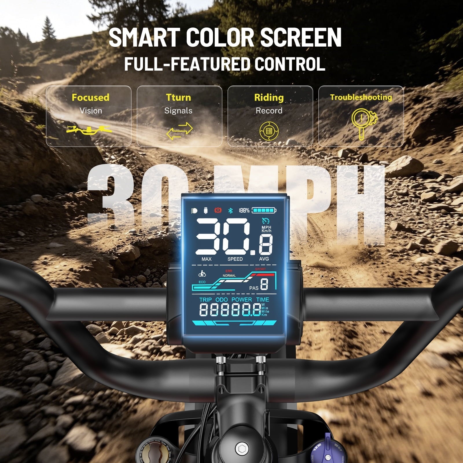 YareYi Electric Bike for Adults, 2000W Peak E-Mountain Bicycle, 20x4 Fat Tire 30mph Ebike, 48V 624Wh Removable Battery 70Miles Range, 7 Speed and Full Suspension UL2849