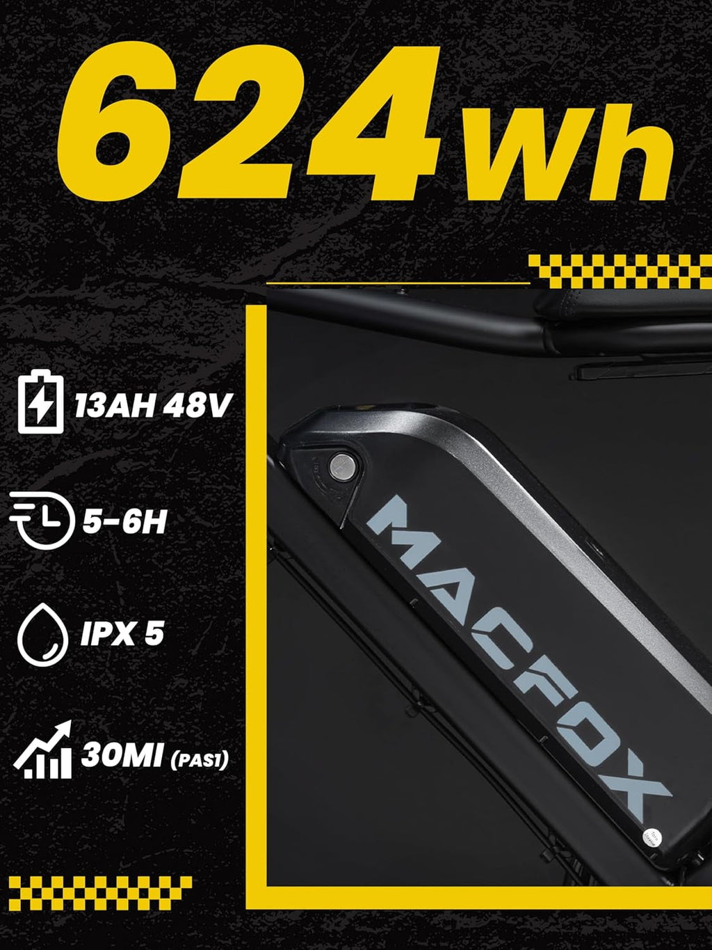 MACFOX X7 Adult Electric Bike, 750W E-Bike, 20 MPH, 48V 13Ah removable battery, 35-mile range, hydraulic brakes, upgraded 20x5.0 wide rear tire.