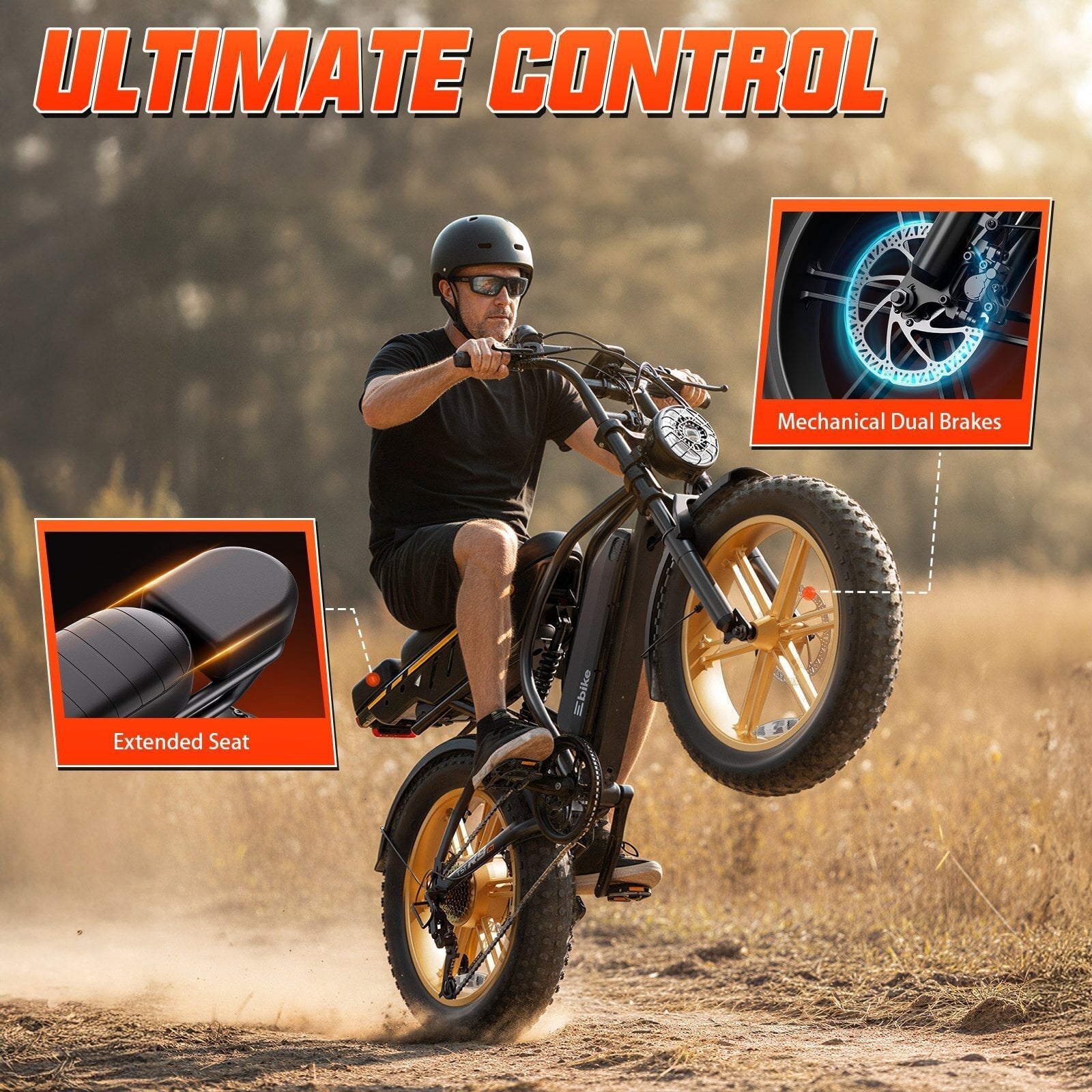 TST Electric Bike for Adults, 750W Peak 1500W Motor, 20x4 Fat Tire E Bicycle, E Mountain Bike, 48V/15AH UL2849, App Control