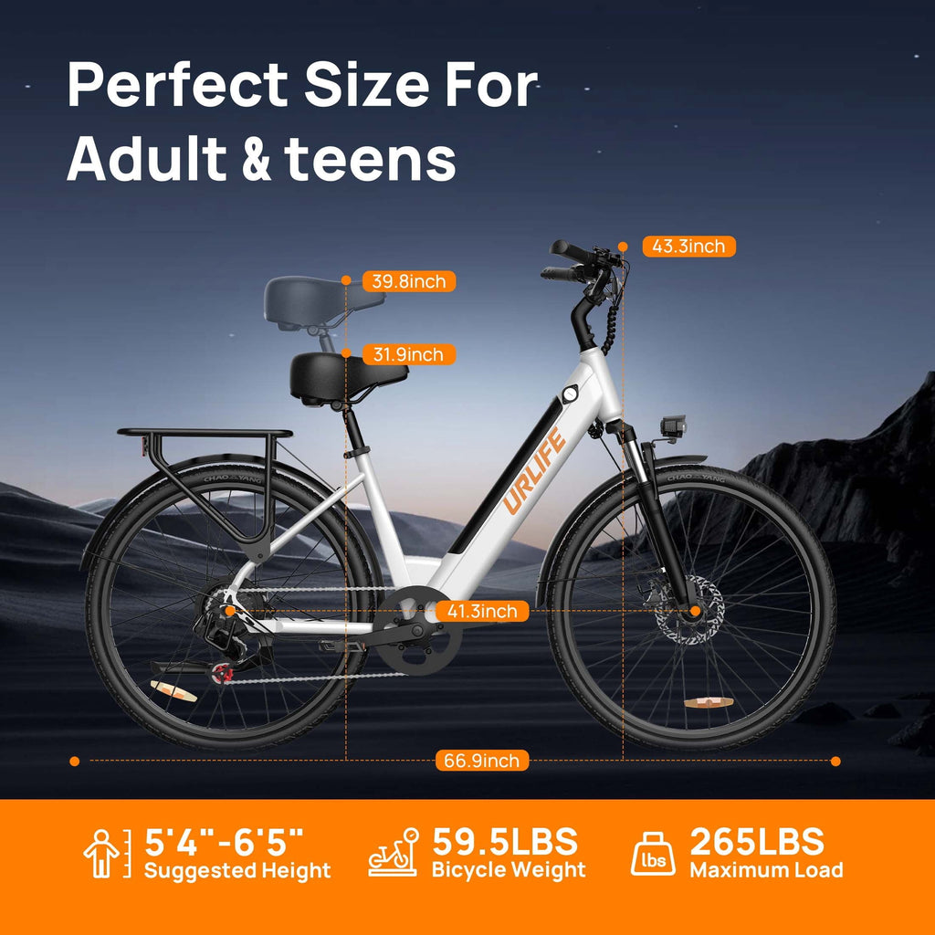 26 Electric Bike for Adults,750W Peak Motor,48V 10.4Ah Removable Battery, 60 Miles Range, 7-Speed City Commuter Ebike,UL2849