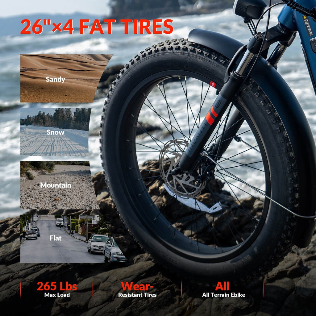 5TH WHEEL W29B 26 x 4 Fat Tire Electric Bike, 750W Motor Adult Ebike with 48V 15Ah Removable Battery, Electric Mountain Bicycle with 7 Speed, UL2849
