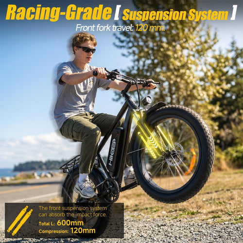 750W 1500W Electric Bike for Adults, 48V 15.6Ah Removable Battery, 26x4 Fat Tire Ebike, 7 Speed Shimano, Rear Rack, UL2849, Black