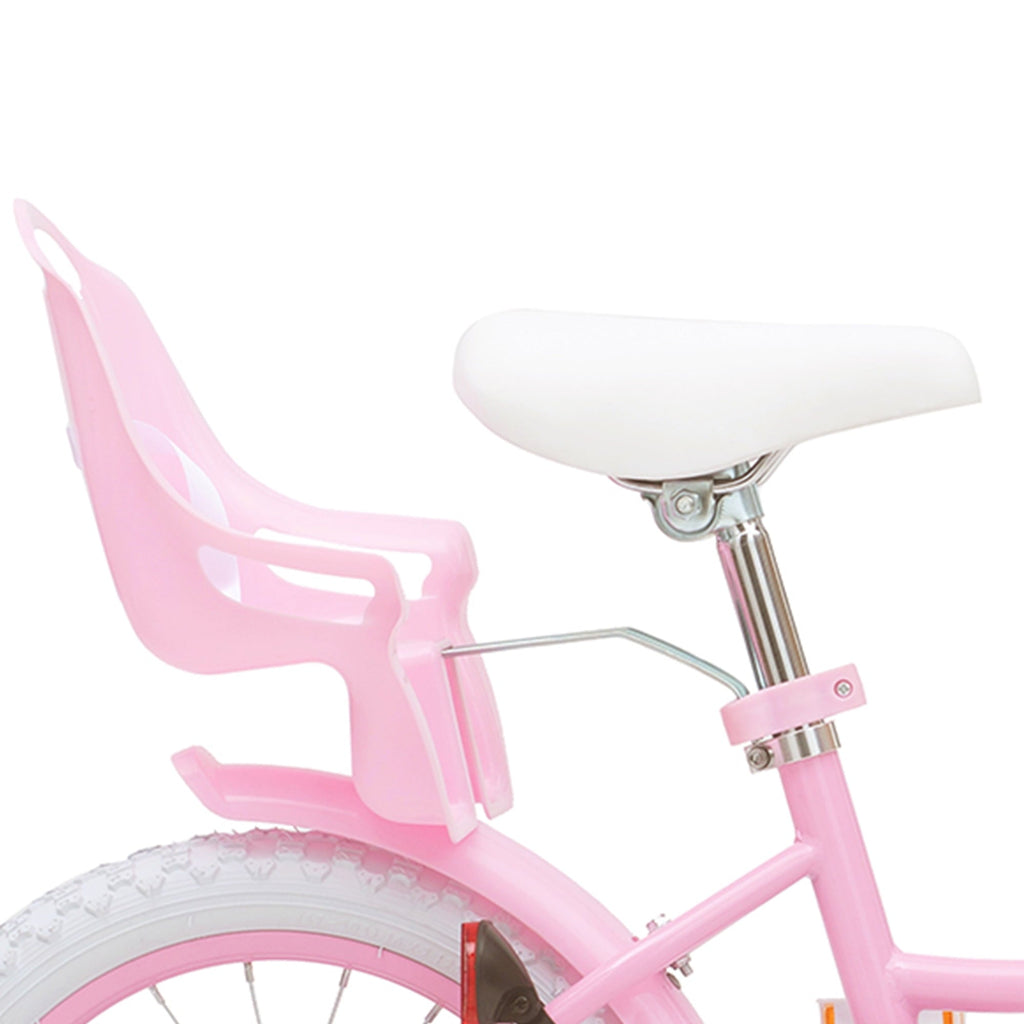 ACEGER 14 Inch Girls Bike with Basket, Training Wheels, Doll Seat, Purple Kids Bicycle for Ages 3-5