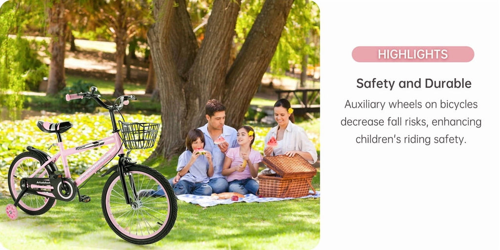 Kids Bike for Ages 3-10 Years Old Boys Girls, 14/16/18 Inch Kid's Bikes with Training Wheels, Basket, Dual Brake, Children Bicycle for Kids and Toddler Beginners, Pink/Red