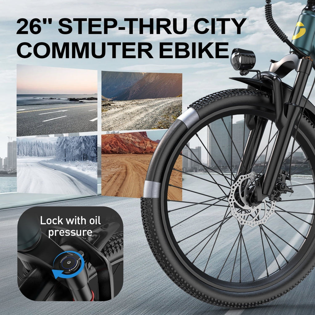 Unibike 26Electric Mountain Bike for Adults, 400W Brushless Motor Ebike, Top Speed 22MPH, 36V 13AH Lithium Battery, Gray