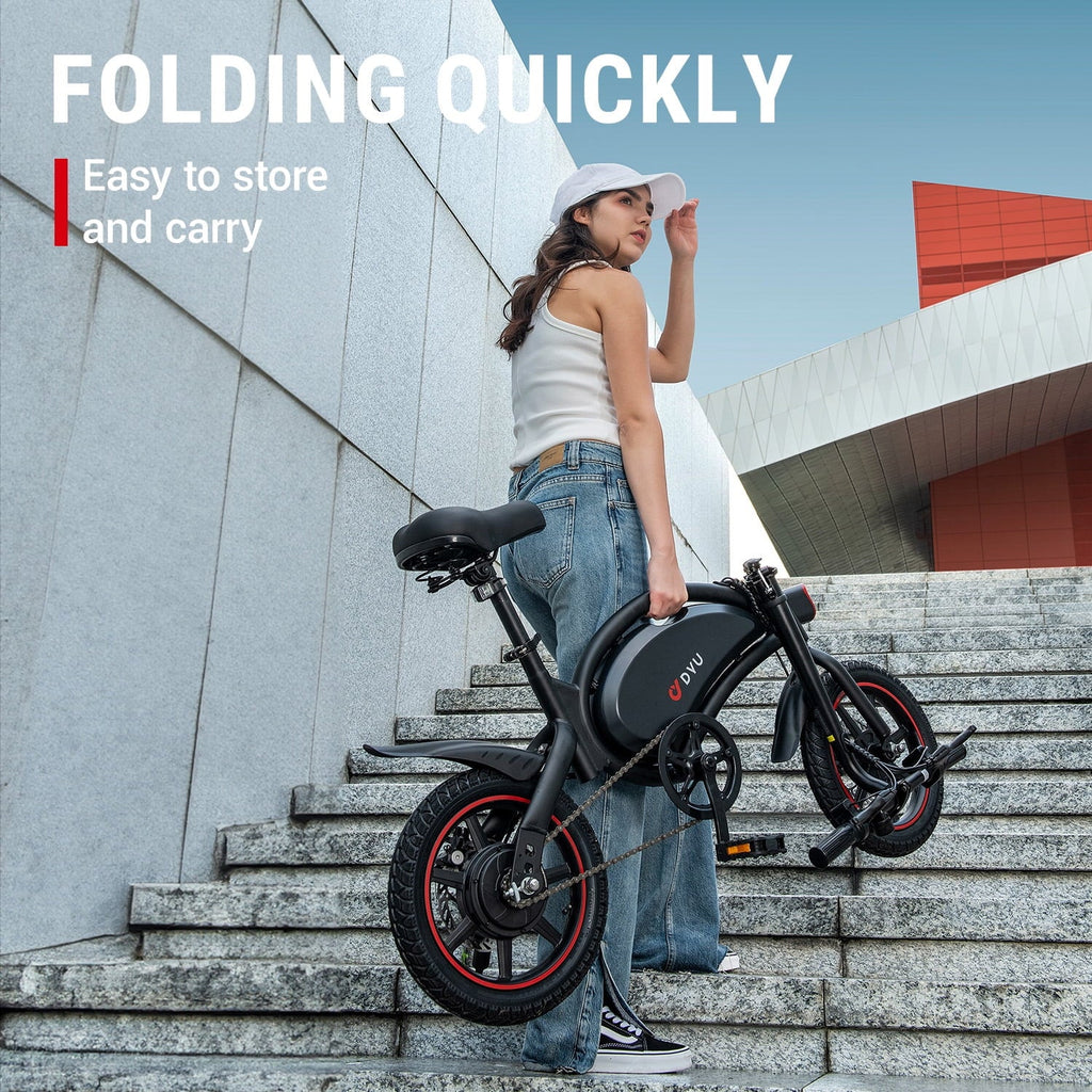 DYU D3F Electric Bike Peak 500W 36V, 14 Mini Ebike for City Commuter, Folding Electric Bicycle for Adult, UL2849