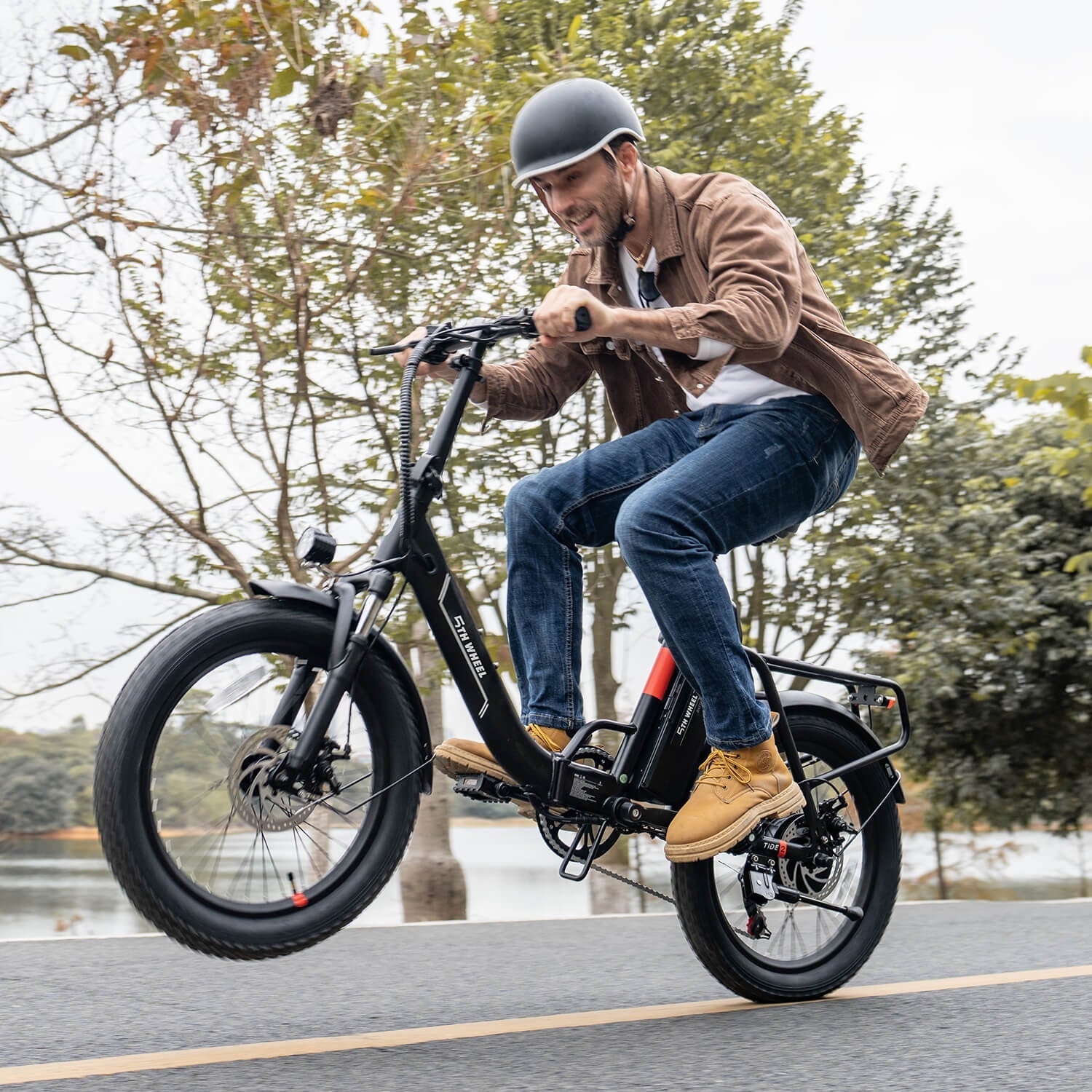 5TH WHEEL W11B 20 Fat Tire Electric Bike, 500W Foldable Adult E-bike with 48V 15.6Ah Removable Battery, Electric Bicycle with 7 Speed, UL2849, White