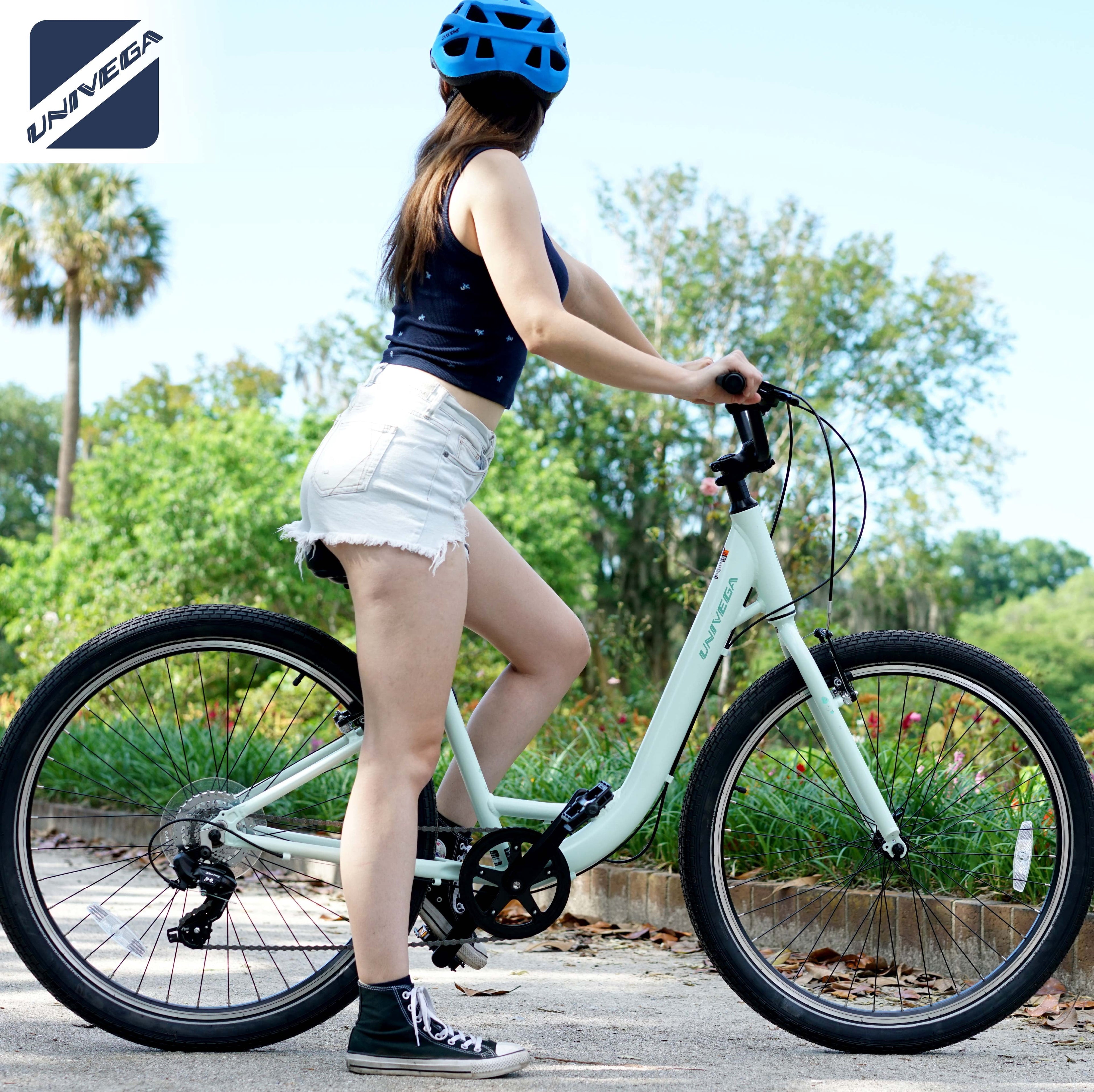 27.5 Univega Carisma Step Thru Comfort Hybrid Adult Bicycle, Fits Rider 5'2 - 5'6, Unisex, Sage Green