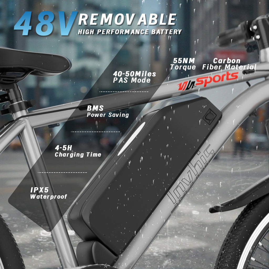 Electric Bike for Adults, 26'' Up to 50 Miles 22MPH Electric Mountain Bike with 48V 430W Removable Battery UL2849 (Blue)
