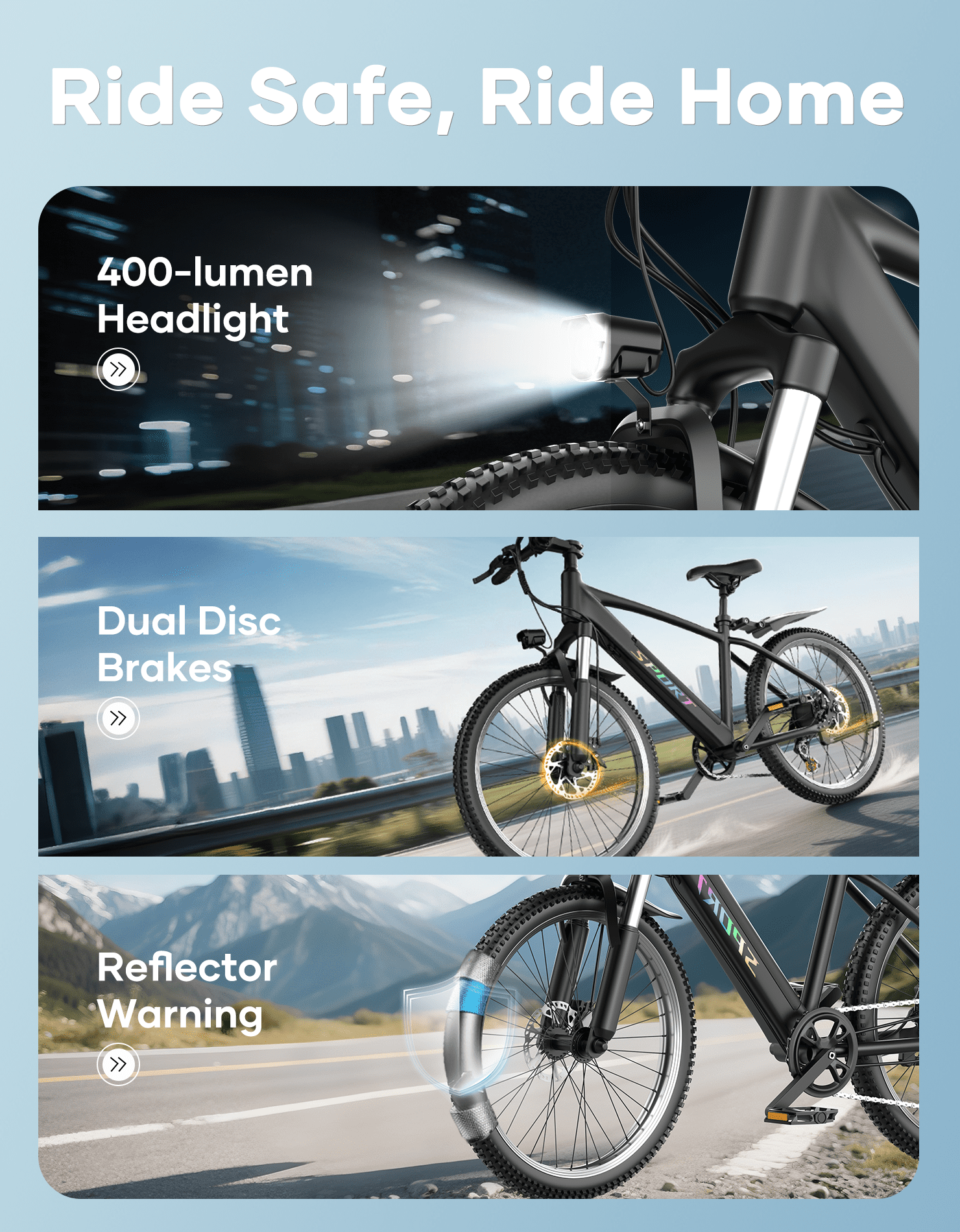 AZHAR G29 Electric Bike for Adults, 26 E-Mountain Bicycle,750W,Peak 1200W Motor 48V 10.4Ah Ebike UL2849