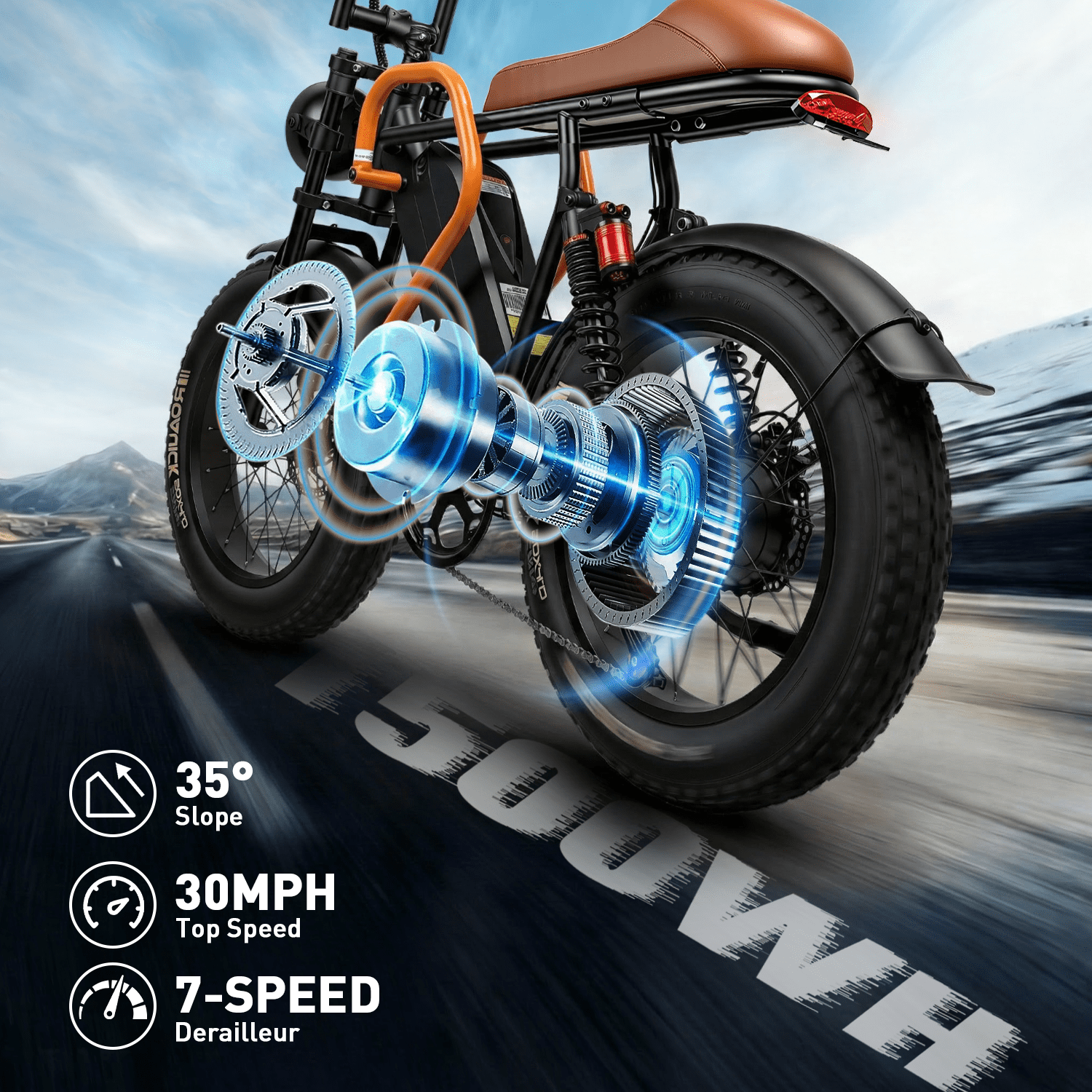 Goku Electric Bike 1500W Peak, 20 Fat Tire E-Mountain Bike, 30MPH Ebike for Adults, 48V 18Ah Battery, 7-Speed & UL 2849
