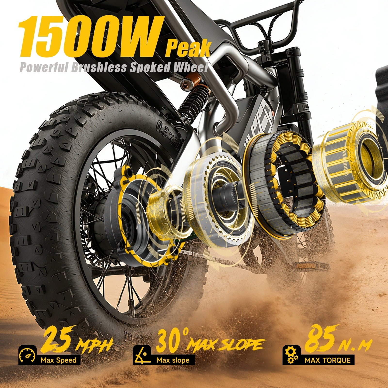 Electric Bike for Teenagers, Ages 7+ with 750W Brushless Motor, 16 Fat Tire, 19.8 MPH Electric Mountain Bicycle with Removable Battery, UL2849