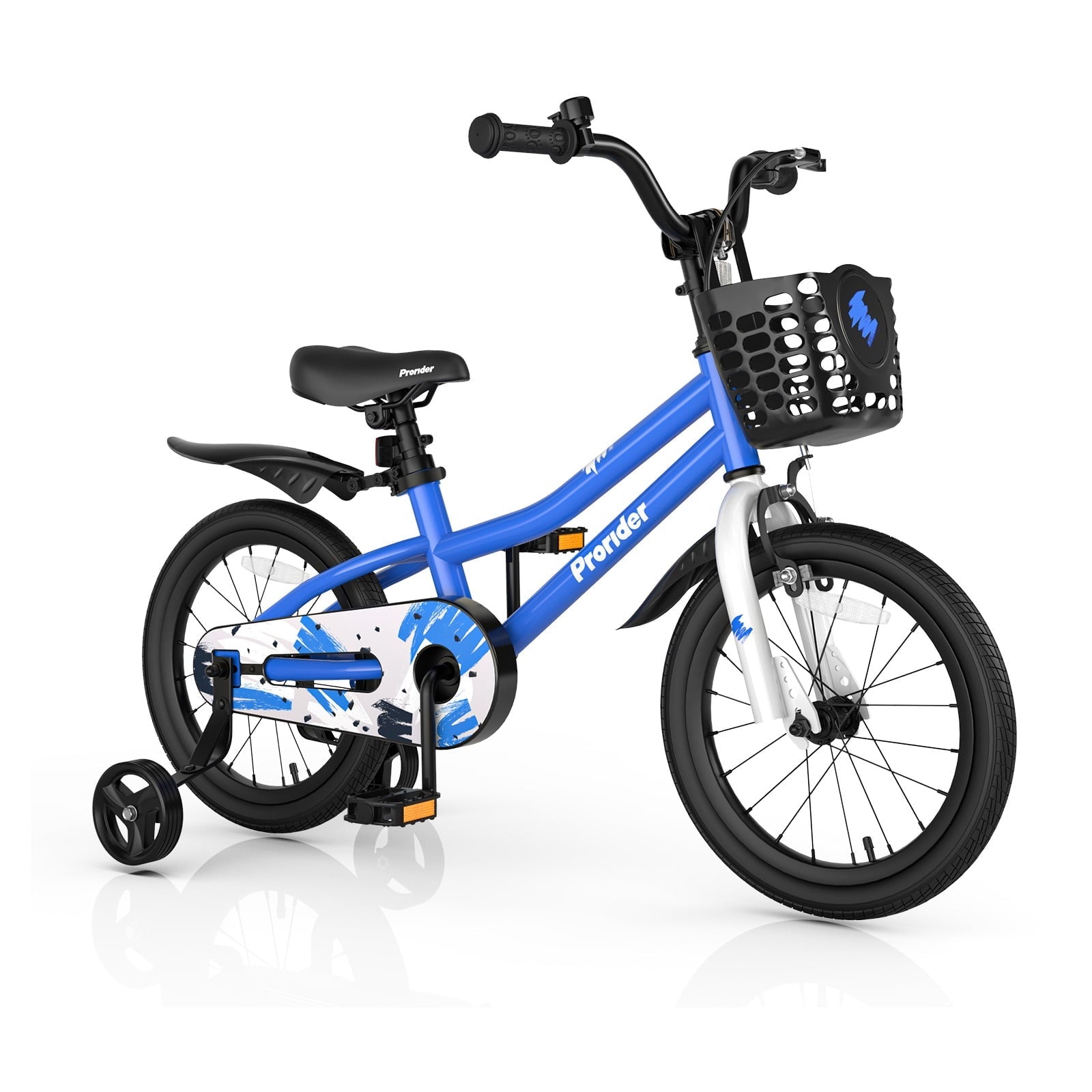 Costway 14'' Kid's Bike with Removable Training Wheels & Basket for 3-5 Years Old Blue