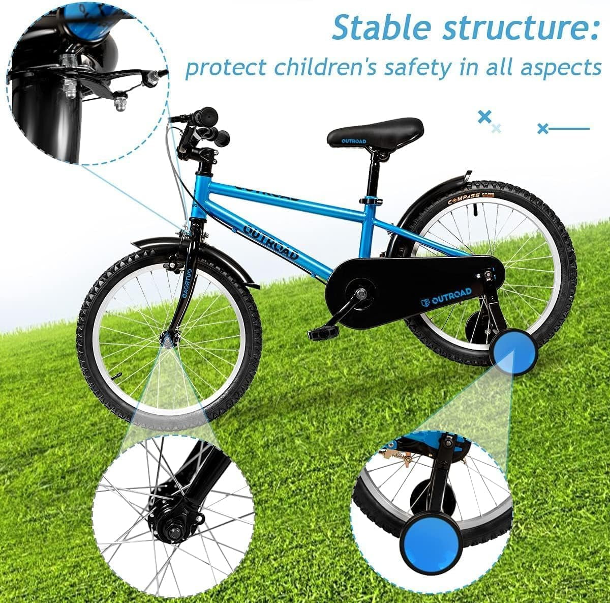 Marknig Kids Bike for Boys & Girls, 14 16 18 Inch Children's Bicycle for Ages 3-9 Years with Training Wheels and Adjustable Seat,Blue