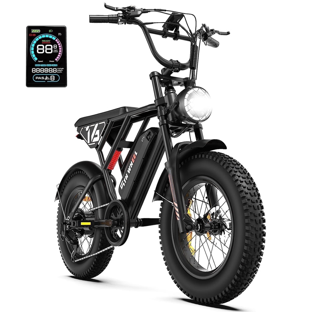 5TH WHEEL LB16 750W Electric Bike for Adults, 20 × 4 Fat Tire E Mountain Bikes, 48V 14.5Ah Removable Battery, Front Suspension, 7-Speed UL2849