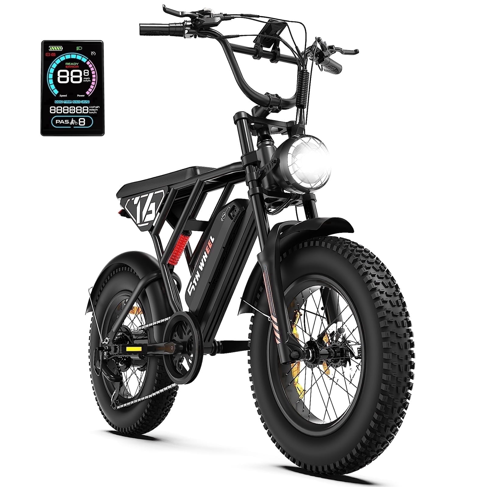 5TH WHEEL LB16 750W Electric Bike for Adults, 20 × 4 Fat Tire E Mountain Bikes, 48V 14.5Ah Removable Battery, Front Suspension, 7-Speed UL2849