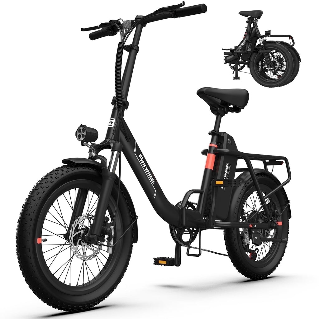 5TH WHEEL W11B 20 Fat Tire Electric Bike, 500W Foldable Adult E-bike with 48V 15.6Ah Removable Battery, Electric Bicycle with 7 Speed, UL2849