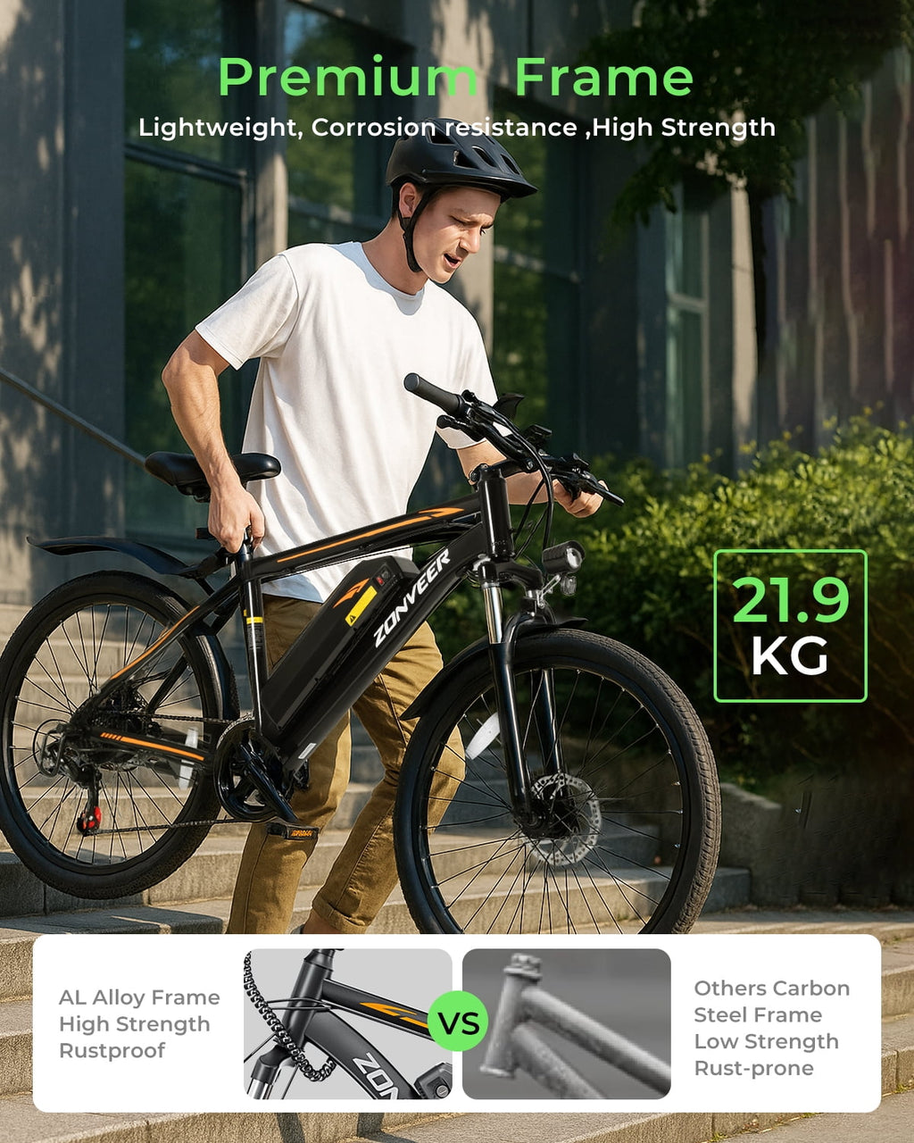 DYU 26 Electric Bike for Adults, 36V/10AH Removable Battery, Peak 750W Brushless Motor, 50 Miles Commuting Range, Front Fork Suspension, Shimano 7 Speed, UL2849