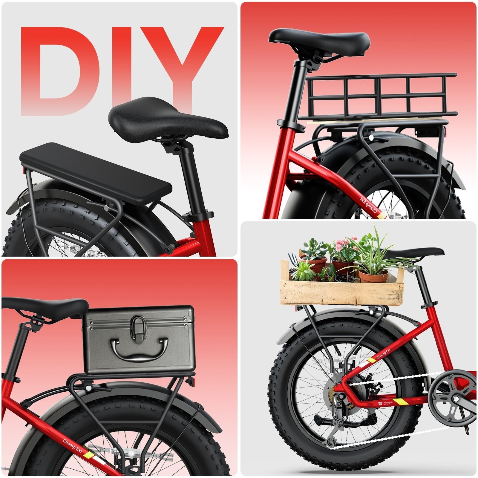 SISIGAD Electric Bike for Adults, 500W Peak 750W Battery Long Range, 20mph E Mountain Bike, 20×4.0 Fat Tire Ebike, Electric Bicycle 48V/10.4AH UL2849