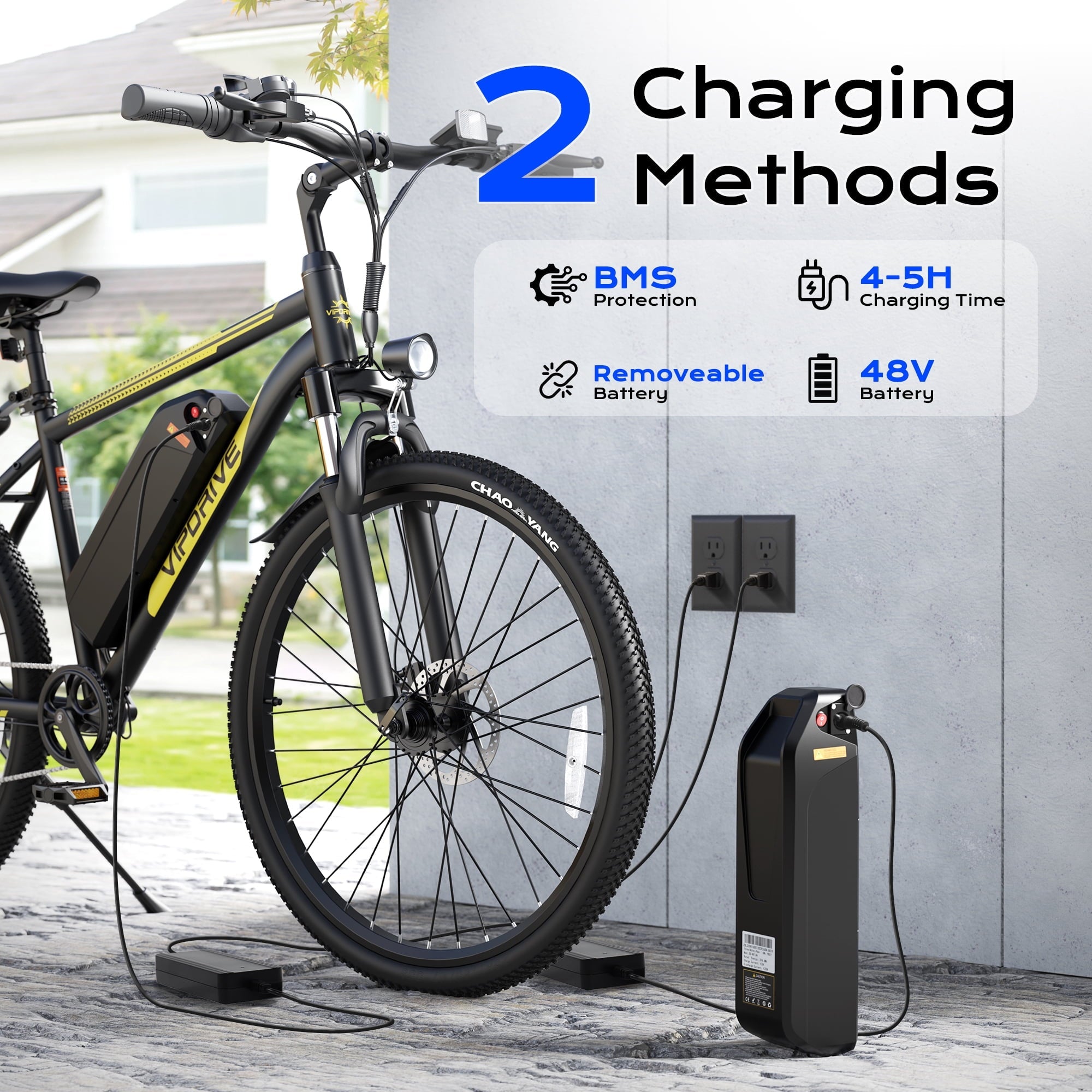 VIPDRIVE Electric Bike for Adults, 26'' 750W Peak Ebike, 48V 7.8AH Removable Battery .Up to 40 Miles 20MPH Electric Mountain Bike .Front Fork Suspension .UL2849