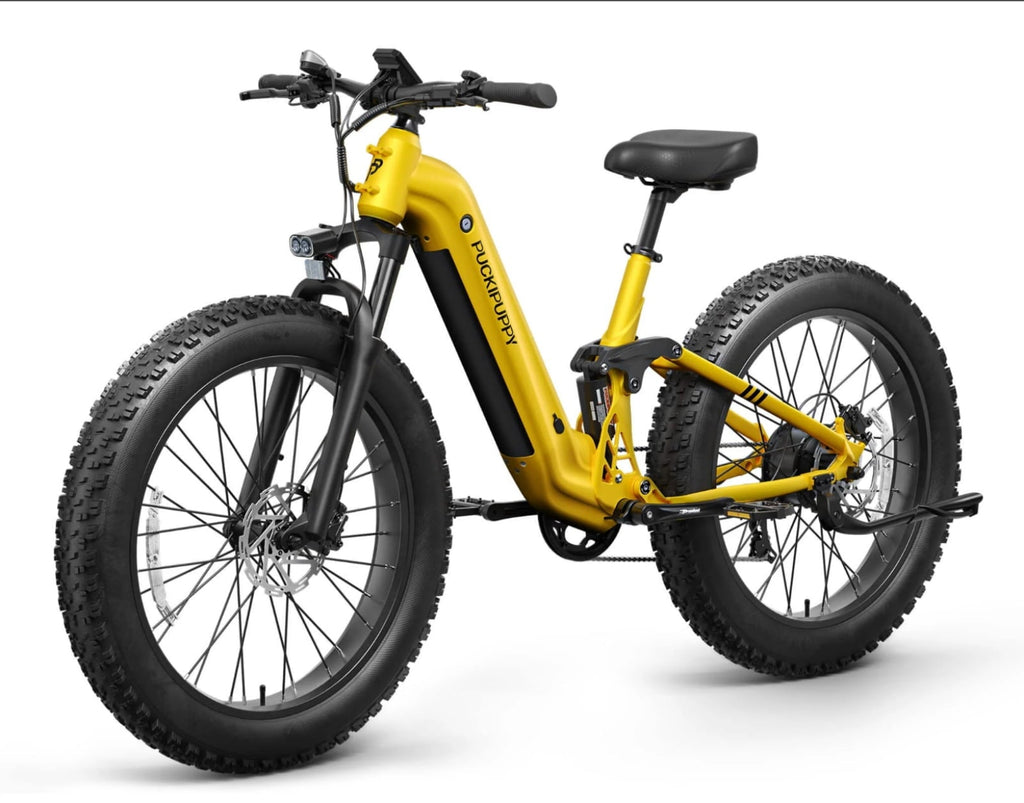 PUCKIPUPPY 26 Electric Bikes for Adults 960W Peak Step Through E-Bikes up to 80Miles Range 48V 20AH Battery Full Suspension Ebike 28 mph Max Speed Fat Tire E-Mountain Bike 7 Speed, UL2849 by SGS