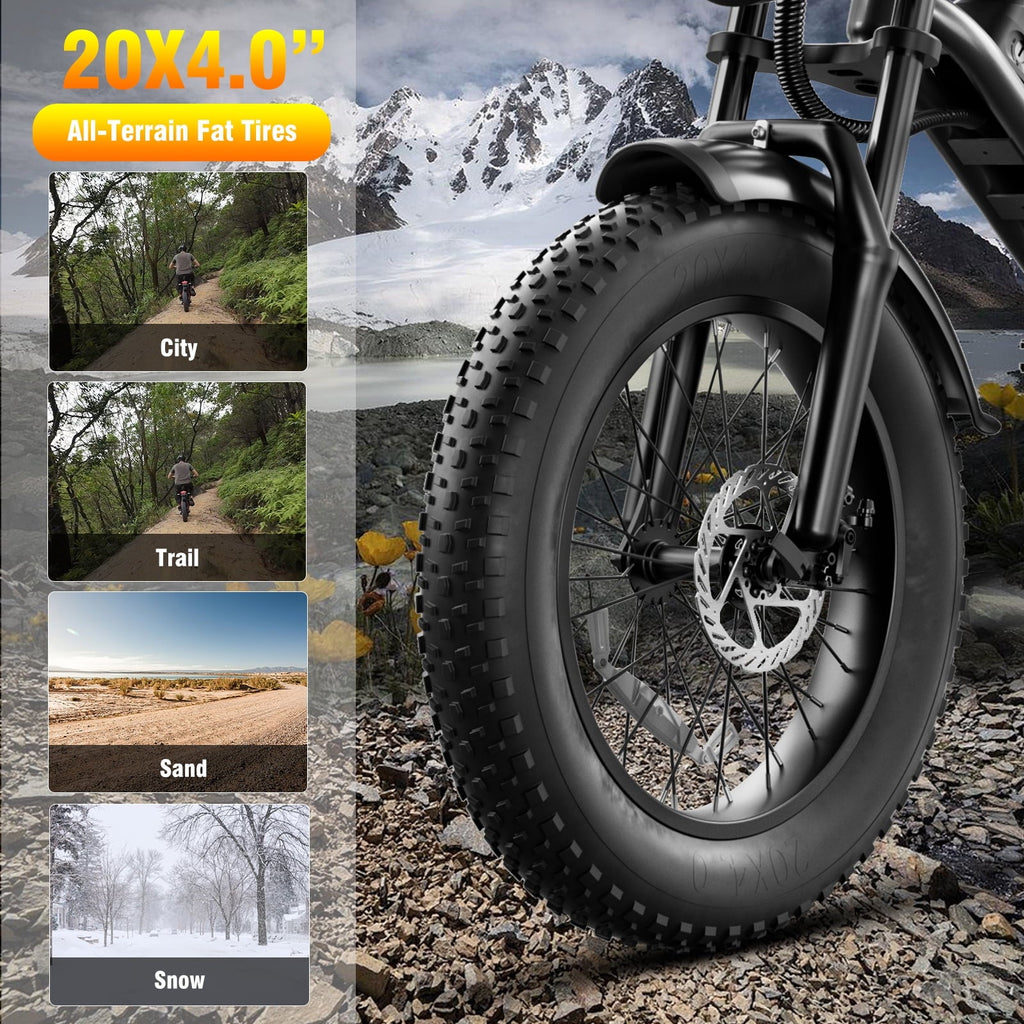 1500W Electric Bike, 20 Fat Tire E-Mountain Bikes, 48V 18Ah 32MPH Ebike for Adults Full Suspension UL2849, All-Terrain E-Bike, Orange