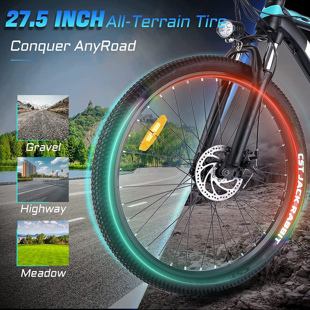 Vivi Electric Bike for Adults 27.5 Electric Mountain Bike 48V 500W High-Step Electric Bike 21 Speed Adult Commuter Bike 19.8MPH with Cruise Control, UL2849 Certified